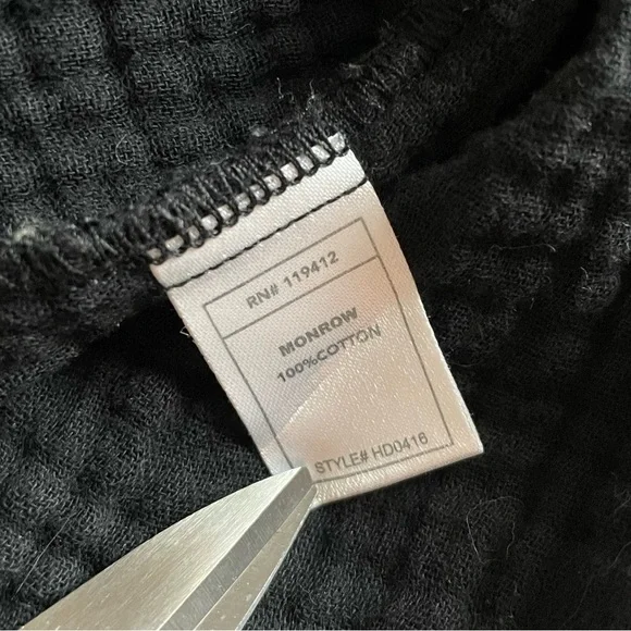 Monrow Easy Fit Black Cotton Popover Swing Dress Medium Neutral Capsule Wardrobe - Picture 4 of 10